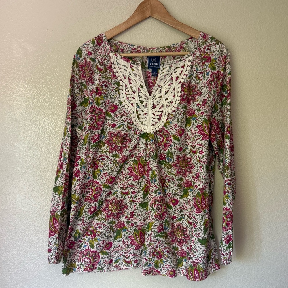 ❇️IZOD Floral Lace-Trimmed Women's Top 2 for $22❇️
